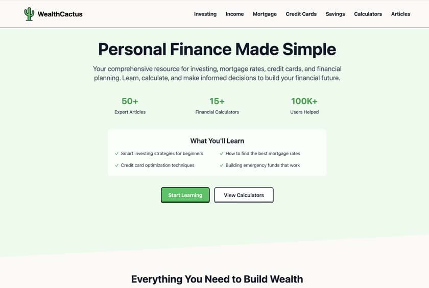 Wealth Cactus - Website Design